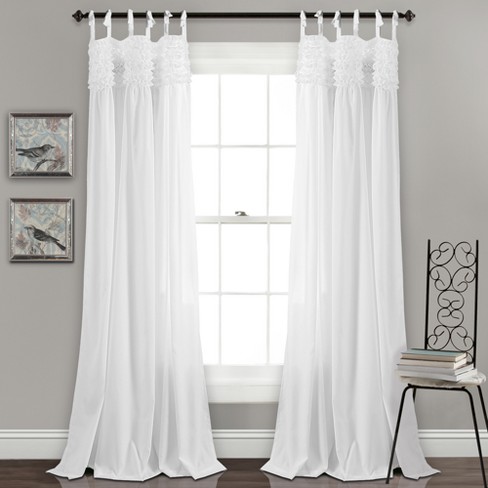 Lydia Ruffle Window Curtain Panels White Set 40 X84 Lush Decor