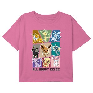 Girl's Pokemon All About Eeveelutions Crop Top T-Shirt - 1 of 3