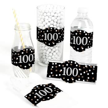 Big Dot of Happiness Adult 100th Birthday - Gold - DIY Party Supplies - Birthday Party DIY Wrapper Favors & Decorations - Set of 15