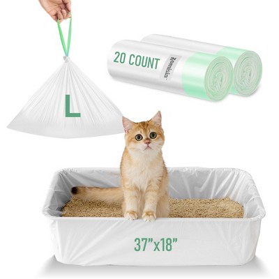 ZOMISIA Cat Litter Box Liners Large - Jumbo Litter Bags with Drawstring, heavy-duty & tear-resistant for easy cleanup,Unscented