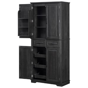 Rbied 71.2" Tall Kitchen Pantry Cabinet Sideboard with 3 Pull Out Cabinet Organizers, 6 Door Shelves, 2 Drawers - 1 of 4