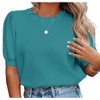 Coolmee Women's Puff Short Sleeve Sweater Tops Fashion Business Casual Knit Crew Neck T Shirts Outfits Work Blouses Clothes - 2 of 3