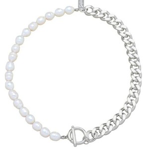 Pompeii3 Fresh Water Pearl Half Curb Link Necklace 18" Toggle Clasp - 1 of 4