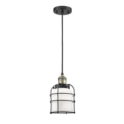 Bell Cage - 1 Light Cord Hung Mini Pendant In Traditional Style-9 Inches Tall and 6 Inches Wide
