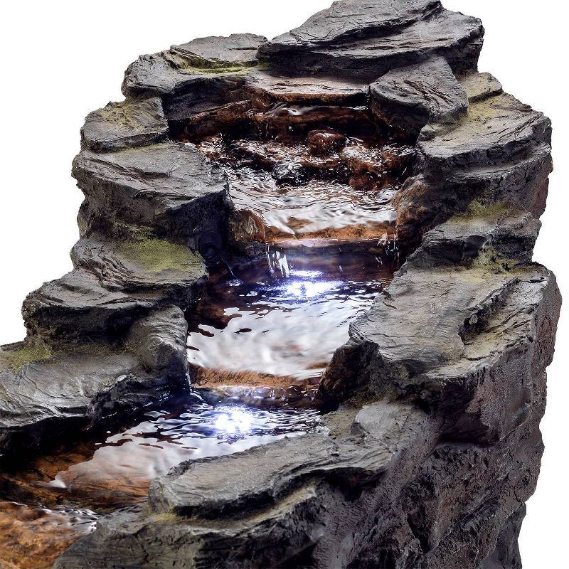 Tiered Rocky River Stream Fountain With White LED Lights - Alpine Corporation, 5 of 7