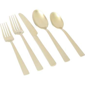 Gibson Elite Earlston 20 Piece Stainless Steel Flatware Set in Champagne Gold