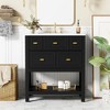 Vynxaria 30 inch Black Freestanding Single Sink Bath Vanity with White Ceramic Top Five Full Extension Drawers Gold Metal Knobs Solid Wood Frame - 2 of 4