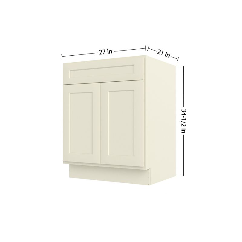 HOMLUX 27 in. W  x 21 in. D  x 34.5 in. H Bath Vanity Cabinet without Top in Shaker Antique White, 4 of 7