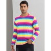 Lars Amadeus Men's Crew Neck Long Sleeves Casual Pullover Rainbow Striped T-Shirt - 2 of 4