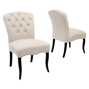 Hallie Fabric Dining Chairs - Linen Scroll Pattern (Set of 2) - Christopher Knight Home, Beige Pattern