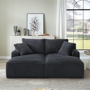 VASIP Compressible Double Chaise Lounge with Cupholders ,Fluffy Upholstered Sleeper Loveseat, for Living Room, Bedroom Reading, No Assembly Required. - 1 of 4
