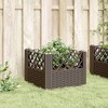 vidaXL Garden Planter with Pegs - Modular Polypropylene Outdoor/Indoor Plant Container, Brown Rattan-Style Square Flower/Herb Box 17.1"x17.1"x17.1" - 3 of 4