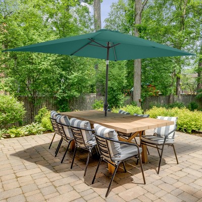 Hunter Green 10' Rectangular Steel Market Patio Umbrella