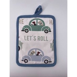 2pk Cotton Designer Beach Bums Kitchen Potholders - MU Kitchen: Hot Pads & Oven Mitts, Classic Stripe Pattern, 13"x7" - 1 of 3
