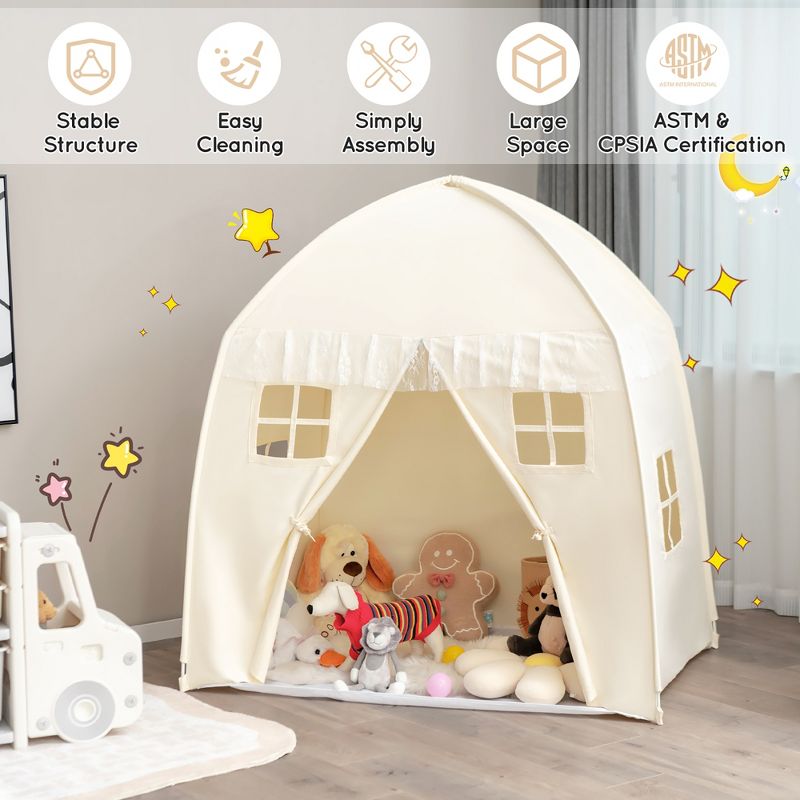 Costway Kids Play Tent Girls Boys Princess Castle Portable Indoor Outdoor Playhouse, 3 of 10