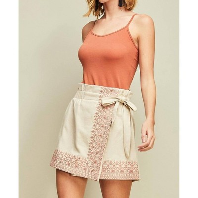 Women's Embroidered Wrap Skort - entro