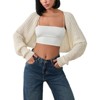 Coolmee Women's Shrug Cardigan Sweaters Open Front Crop Cardigan Ribbed Knit Long Sleeve Drop Shoulder Bolero Sweater - 2 of 4