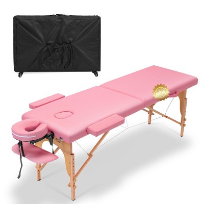 84''L Spa Bed Portable Lash Bed Massage Bed Foldable Spa Tables Adjustable 2 Fold with Rolling Travel Case