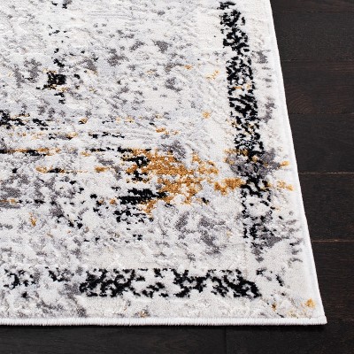 Reversible Grey and Gold Synthetic Area Rug 52" x 78"