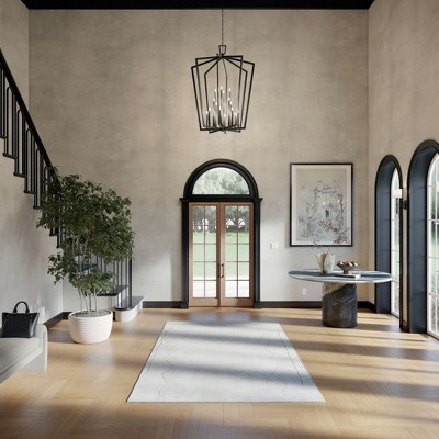 Black Steel 16-Light Geometric Foyer Pendant