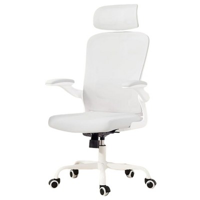 Infurnic Task and Office Chairs, Office Desk Chair with Adjustable Lumbar Support, Comfy Desk Chair for Home and Office, White, 27.2"*25.6"*40"