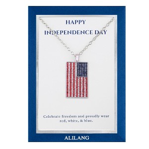 Anna-Kaci American Flag Pendant Necklace with Patriotic Gift Message Card & Envelope Jewelry Gifts - 1 of 4