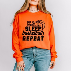 Simply Sage Market Women's Graphic Sweatshirt Eat Basketball Sleep Repeat With Ball - 1 of 3