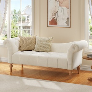 Christopher Knight Home Merlin Vintage Upholstered Velvet Tufted Bench with Rolled Arms - 1 of 4