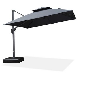 PURPLE LEAF Cantilever Outdoor Umbrella with Base Large Patio Hanging Double Top Square Offset Umbrella 360° Rotation - 1 of 4