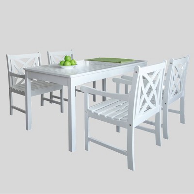 5pc Magnolia Wood Patio Dining Set White - Vifah