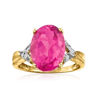 Ross-Simons 7.00 Carat Pink Topaz Ring With Diamond Accents in 14kt Yellow Gold
