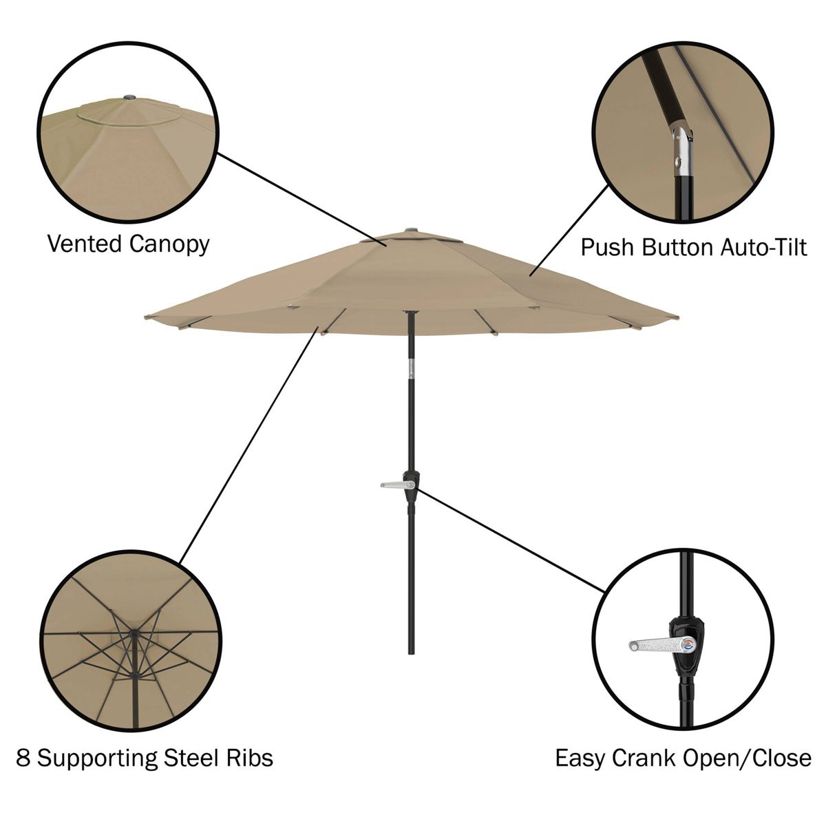 Alaterre Furniture 6pc Outdoor Patio Dining Set, Okemo Table with 10' Auto Tilt Umbrella - thumbnail 8