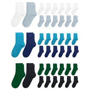 Viscose Bamboo Kids Thin Crew Socks Uniform Boys Girls Bulk Value Unisex Basic Casual Soft Wholesale 48 Pairs - 1 of 4