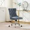 Okak Simple Luxury Tufted Button Swivel Office Chair with Chrome Metal Base & Nailhead Trim,Adjustable Desk Chair for Office,Living Room - 2 of 4