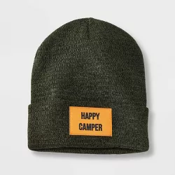 Men's Happy Camper Marbled Beanie - Olive Green