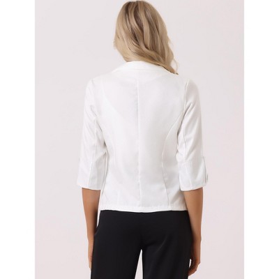 Allegra K Damen Denim Blazer, Gewaschen, One-Button, Langarm - Business Casual Mit Gekerbtem Revers