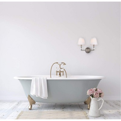 Bethany 2-Light Satin Nickel and White Fabric Wall Sconce