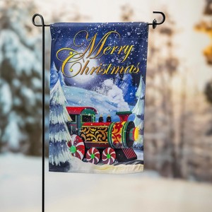 Evergreen Home for the Holiday Train  Garden Flag 12 x 18 Inches Indoor Outdoor Decor - 1 of 4