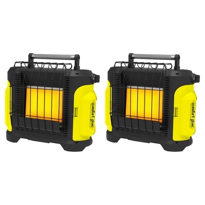 Comfort Gear 2 Pack Portable Propane Space Heater, Indoor/Outdoor 10,000 BTU Powerful Radiator Warmer for 250 Square Feet Spaces, Black/Yellow