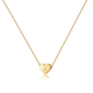 Turandoss Heart Initial Necklace for Women Girls - Dainty 14K Gold Plated Pendant Letter Alphabet Necklace, Gifts for Women Teens Jewelry - 1 of 4