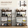 Vynxaria Baker's Rack with LED Lights for Kitchens, Industrial Microwave Stand with Glass Holders, Metal Basket, Multiple Shelves, Rustic Brown - 3 of 4