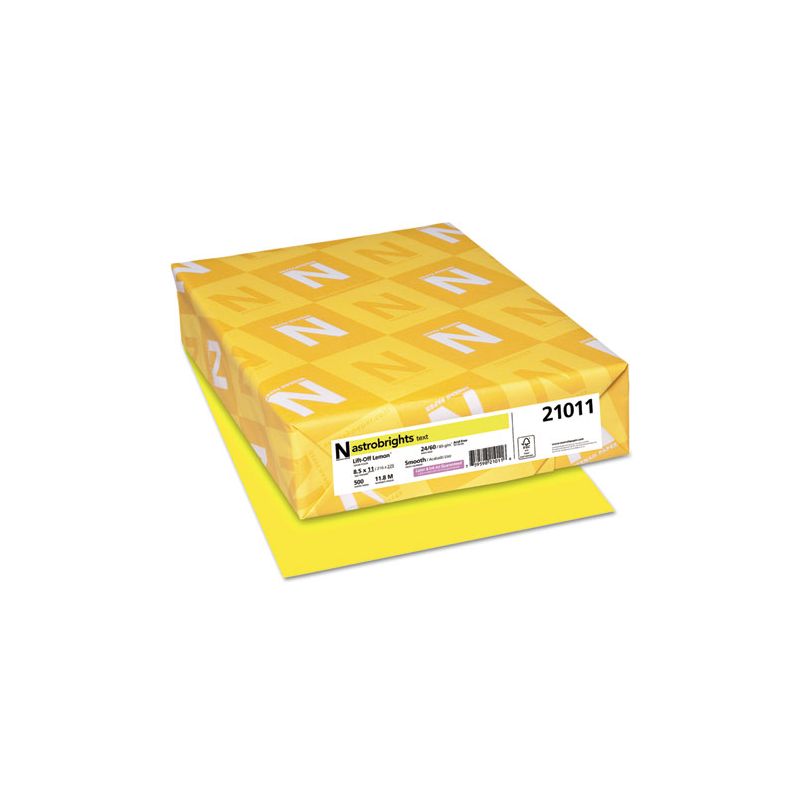 Astrobrights Color Paper, 24 lb Bond Weight, 8.5 x 11, Lift-Off Lemon, 500/Ream, 1 of 5