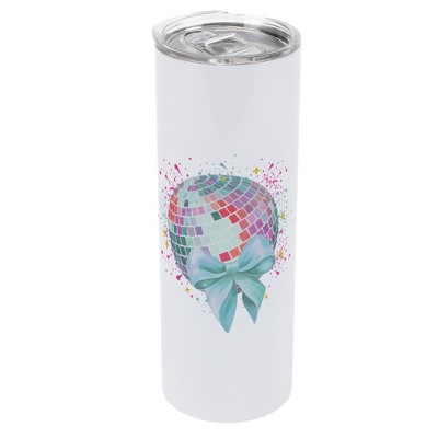 Elanze Designs 20 Ounce Stainless Steel On the Go Travel Tumbler With Push Top Lid, Disco Ball