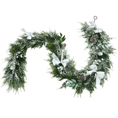 Costway Snow Flocked Christmas Cypress Garland Wedding Party Decor w/280 PE Tips