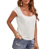 Imily Bela Womens Cap Sleeve Scoop Neck Casual Solid Color Basic T Shirt Blouses Tank Tops - 2 of 4