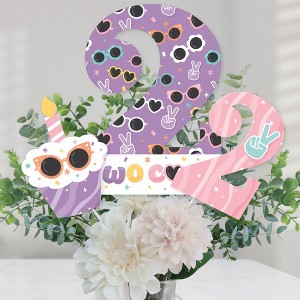 Big Dot of Happiness Two Cool - Girl - Pastel 2nd Birthday Party Centerpiece Sticks - Table Toppers - Set of 15 - 1 of 4