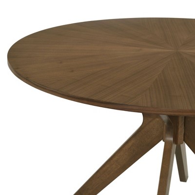 Walnut Round Mid-Century Modern Dining Table with Tapered Legs
