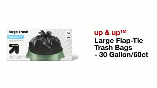 Large Flap-Tie Trash Bags - 30 Gallon/60ct - up &#38; up&#8482;, 2 of 5, play video