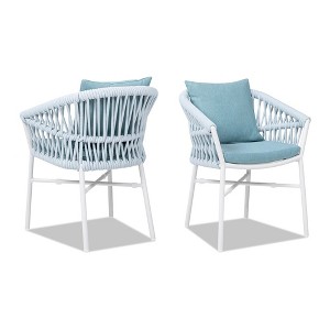 Jennifer Taylor Home Maiden 24" Barrel Back Aluminum & Rope Outdoor Patio Dining Chair - 1 of 4