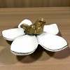 Slickblue Pewter Flower Jewelry Tray with Gold Leaf Bird, Decorative Ring and Coin Holder for Dresser or Vanity - 3 of 3
